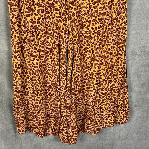 Free People Pants Womens 12 Tan Animal Print Wide Leg Boho Festival Hippie - Picture 4 of 16